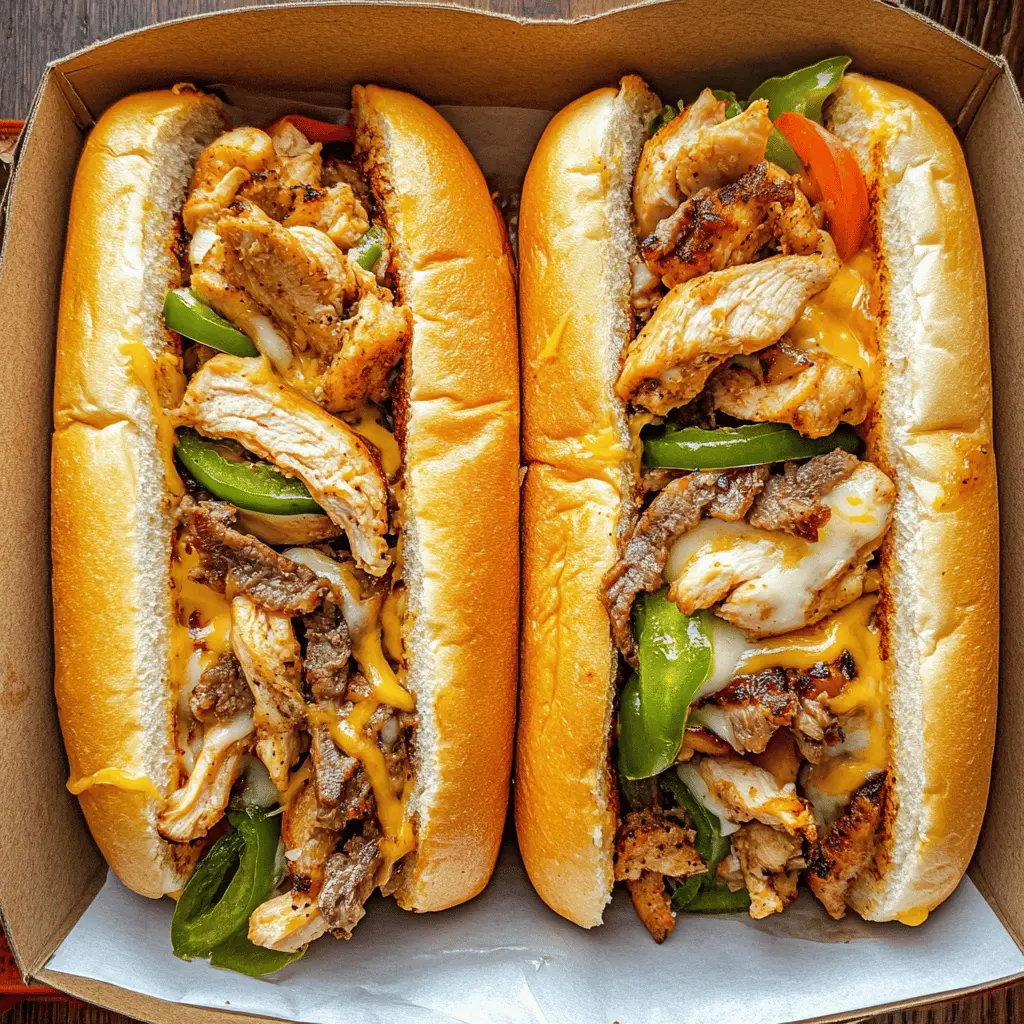 Juicy chicken, melted cheese, and colorful veggies come together in these Chicken Cheese Steak Sandwiches for a delightful meal! Perfect for lunch or dinner, this recipe is easy to whip up and is sure to please everyone. Save this pin to enjoy a hearty sandwich recipe anytime!