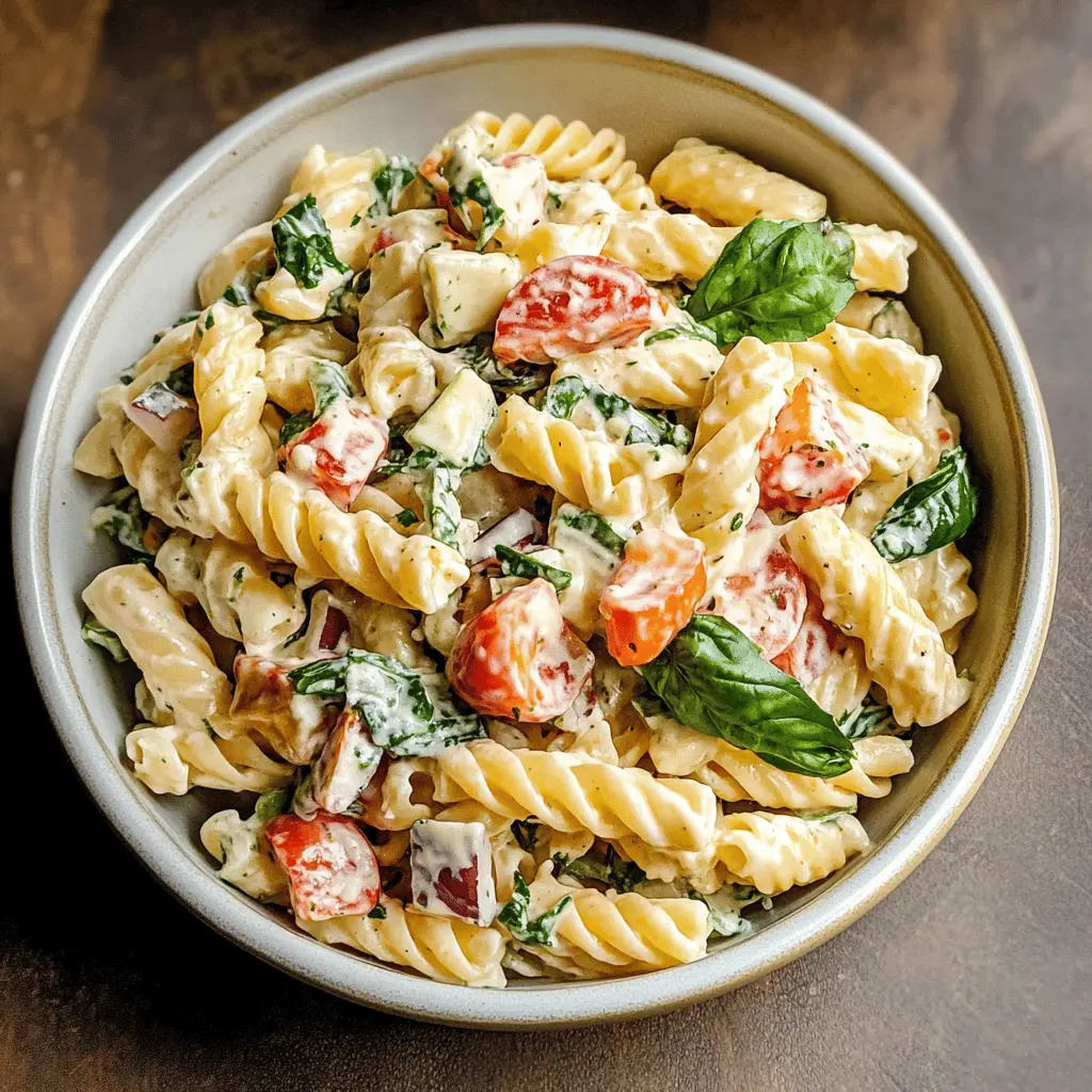 Looking for a refreshing dish that's perfect for potlucks or picnics? This creamy pasta salad combines al dente pasta, crisp vegetables, and a rich, savory dressing for a delightful bite every time. Perfect for summer gatherings or as a side for any meal! Save this recipe for your next event and impress your friends and family!