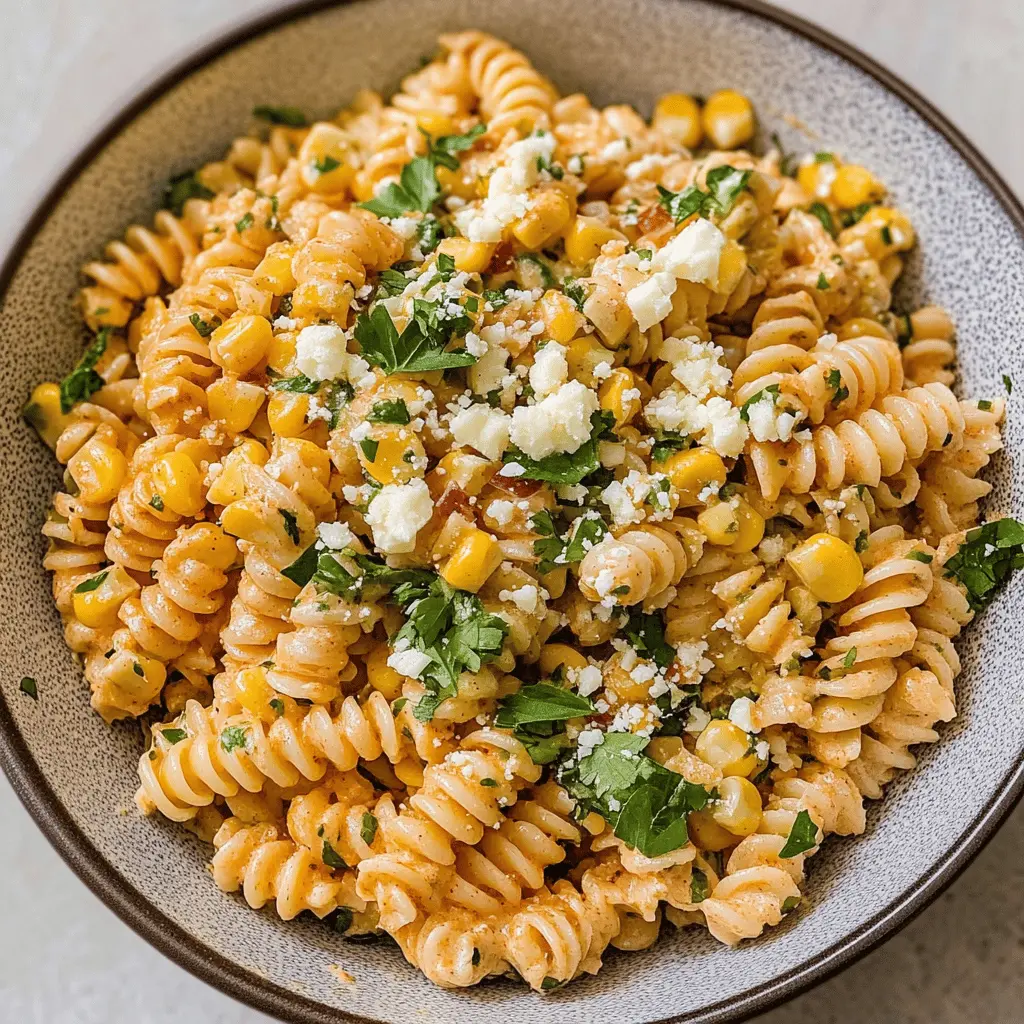 Looking for a refreshing twist to your pasta salad? This Easy Mexican Street Corn Pasta Salad mixes perfectly cooked pasta with sweet corn, creamy dressing, and zesty spices for a burst of flavor! Perfect for summer picnics, BBQs, or as a side dish for any meal. Save this recipe to impress your friends with a fun and delicious dish!