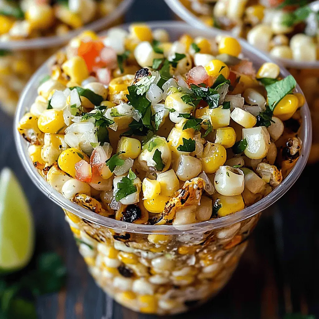 Taste the vibrant flavors of Mexican Corn Cups (esquites)! This delightful treat features sweet corn, tangy lime, and a sprinkle of chili, making it a perfect snack or side dish. Simple to make and bursting with fresh ingredients, it’s great for gatherings or as a tasty street food-inspired treat at home. Save this recipe for your next fiesta!