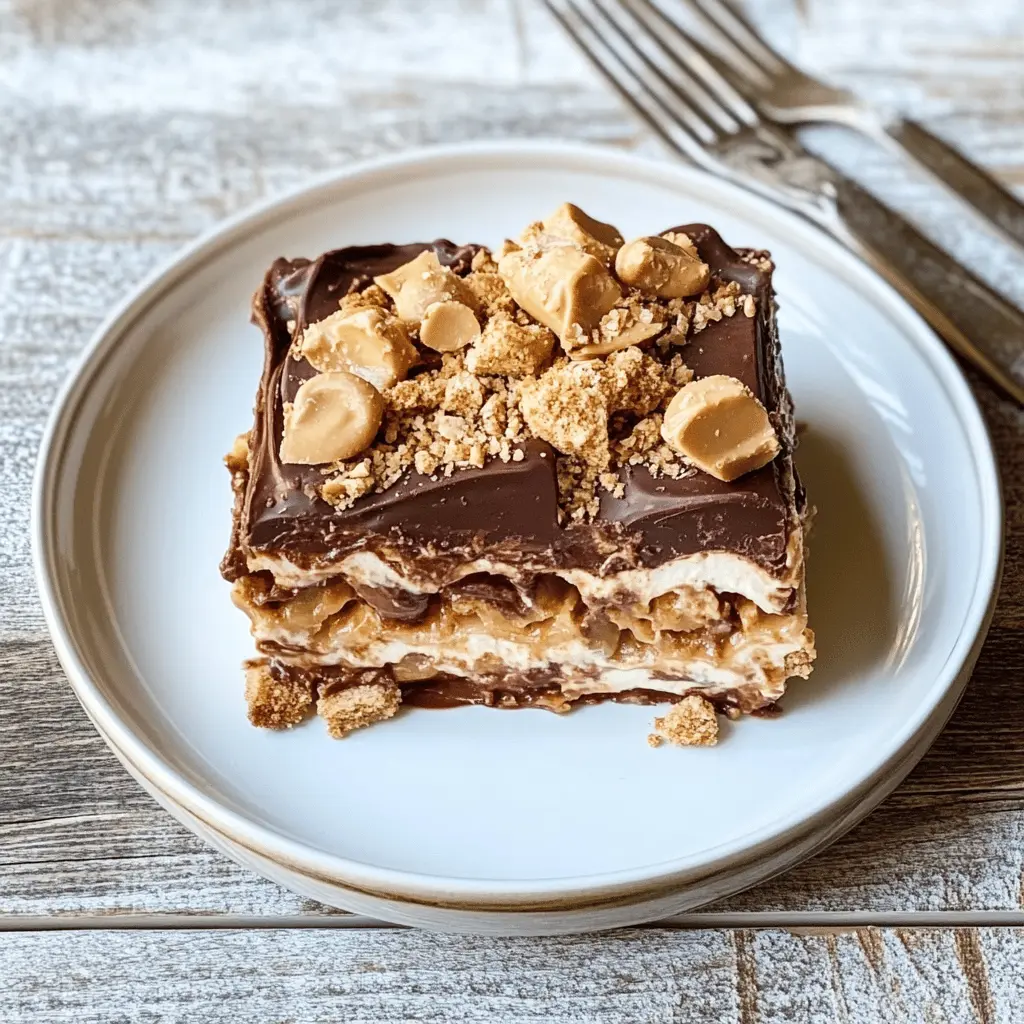 This No Bake Peanut Butter Chocolate Lasagna is the ultimate dessert for peanut butter lovers! Layered with creamy peanut butter, rich chocolate, and crunchy graham crackers, it’s a simple and delicious treat that everyone will adore. Perfect for potlucks or family gatherings! Save this pin for an easy sweet fix whenever you want to impress!