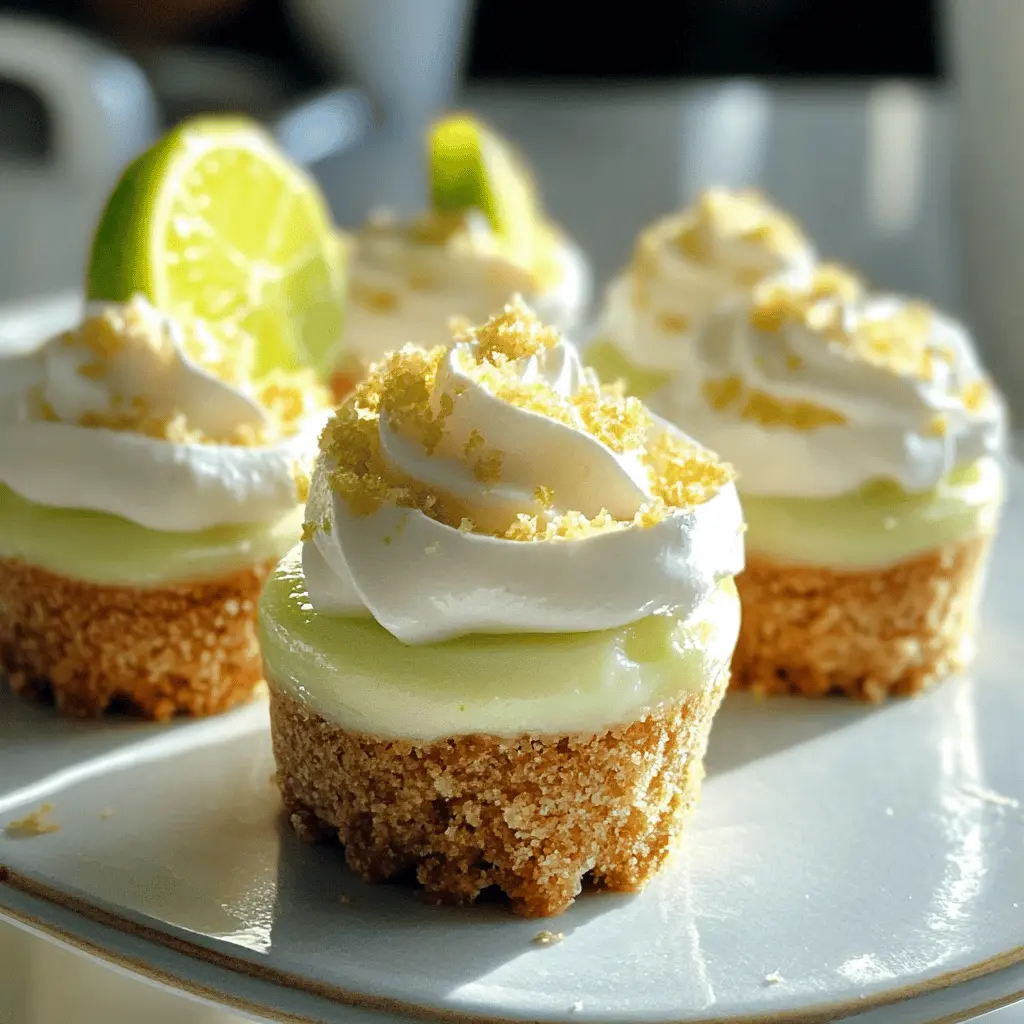 Treat yourself to these adorable no-bake mini key lime pies that are simple to make and bursting with tangy lime flavor! This refreshing dessert features a creamy lime filling on a buttery graham cracker crust, perfect for warm days or special gatherings. Save this recipe now for your next get-together or a sweet summer treat!