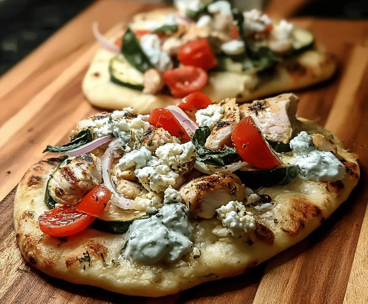 Easy Tzatziki Chicken Veggie Naan Pizza