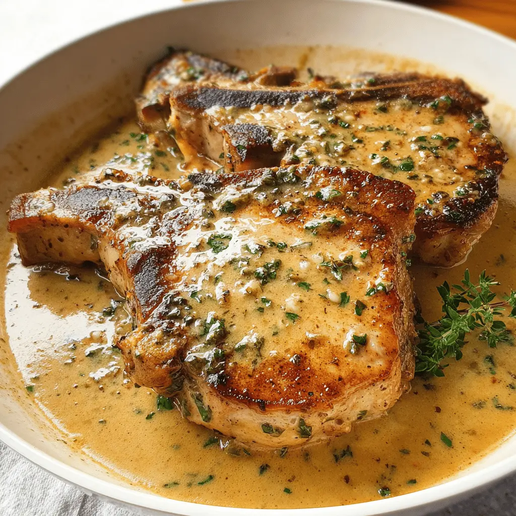Easy Slow Cooker Pork Chops with Garlic Parmesan Sauce