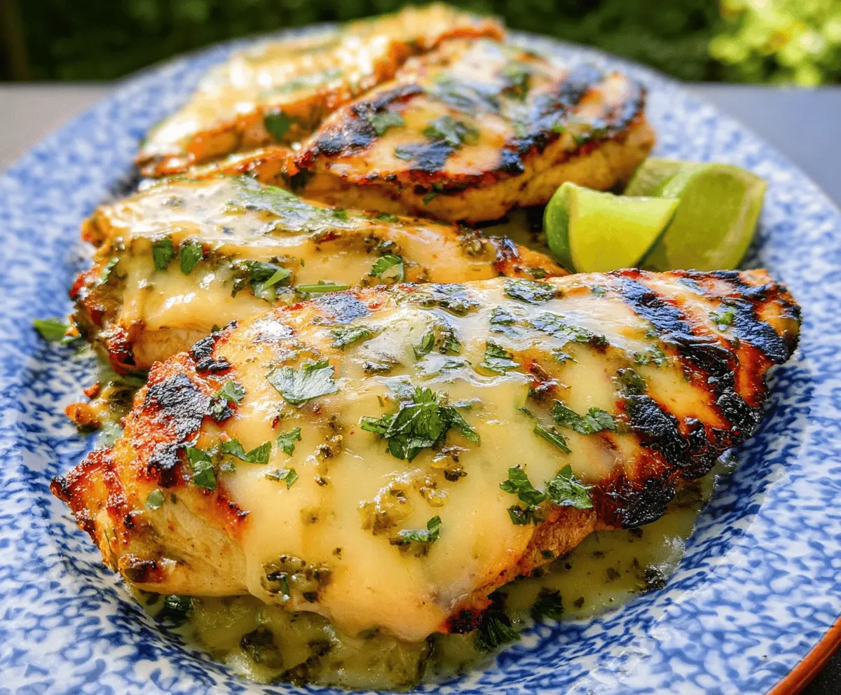 Easy Grilled Salsa Verde Pepper Jack Chicken
