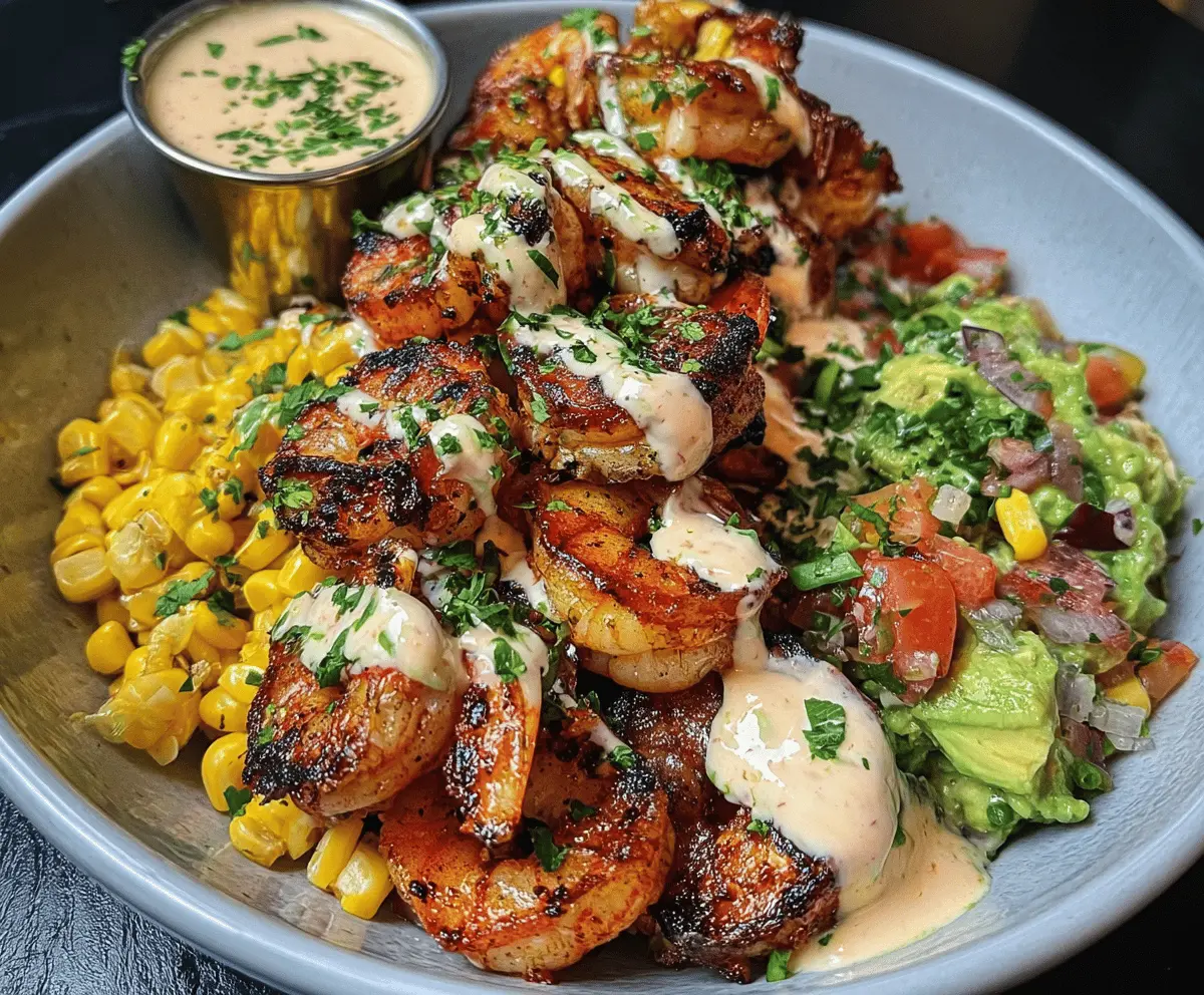 Easy Grilled Shrimp Bowl with Avocado and Corn Salsa