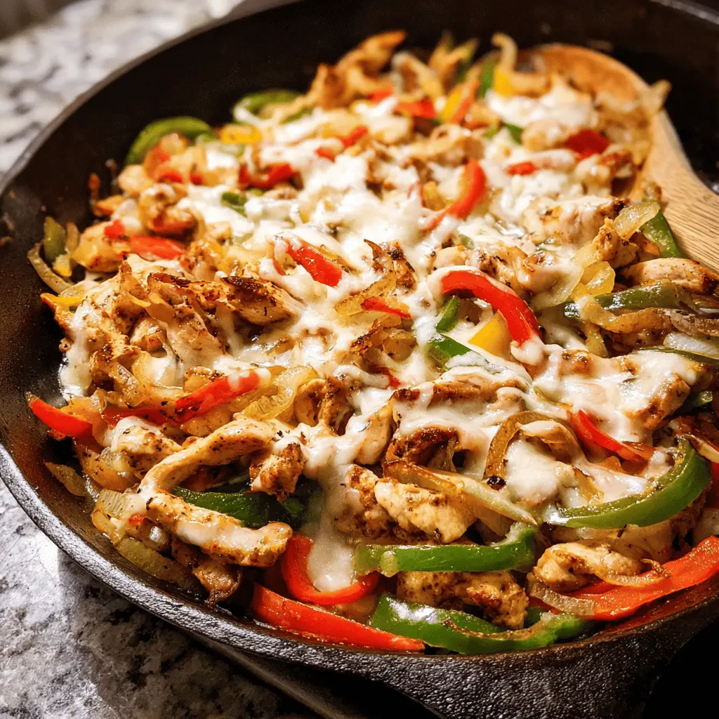 Easy Cheesy Chicken Cheesesteak Skillet