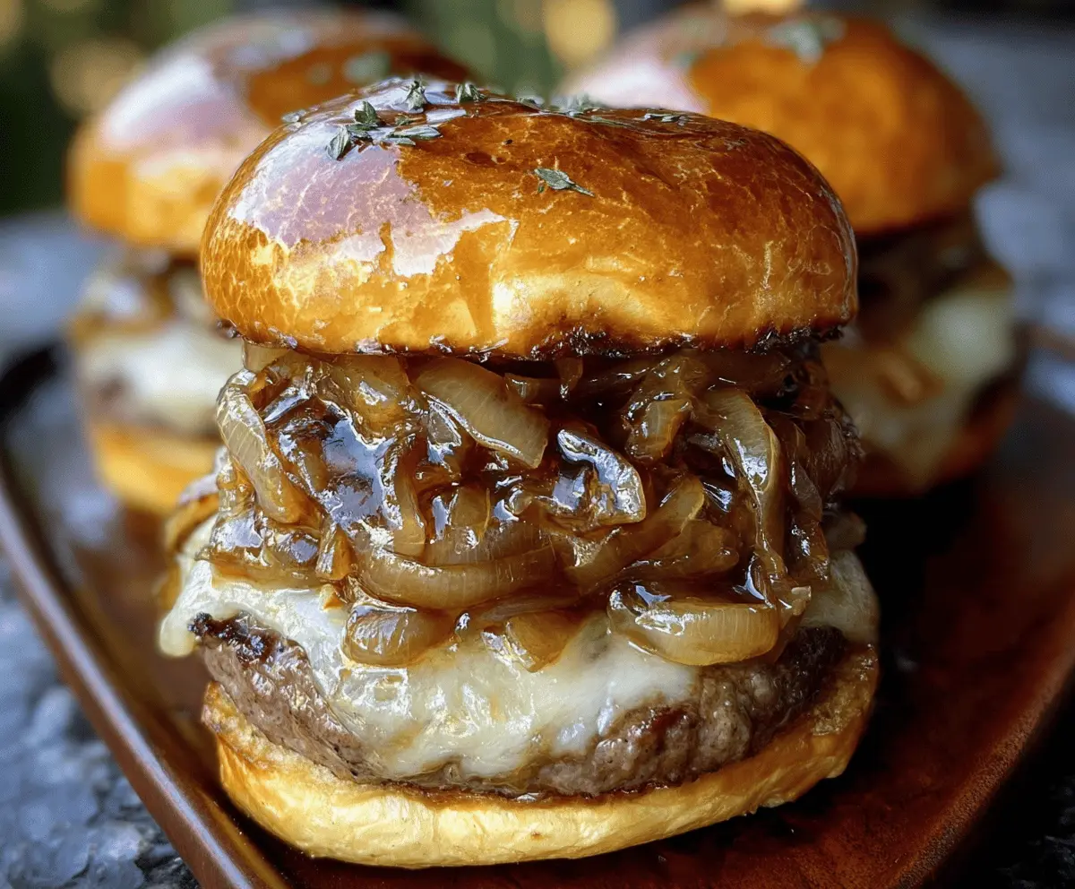 Easy French Onion Burgers With Melted Cheese