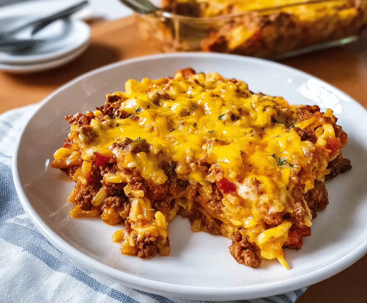 Easy Cheesy Hamburger Casserole Recipe