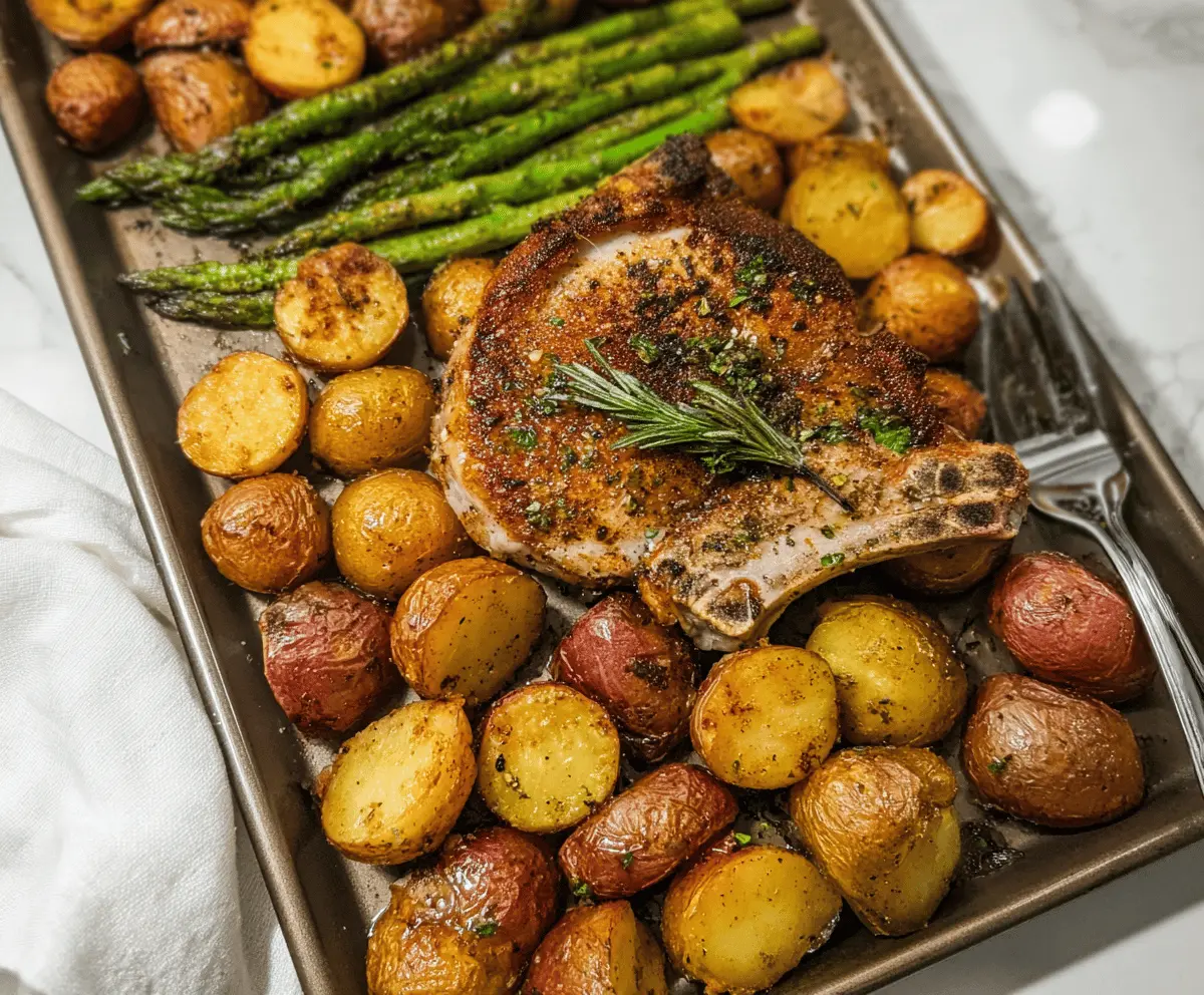 Easy Ranch Pork Chops and Potatoes Sheet Pan Dinner