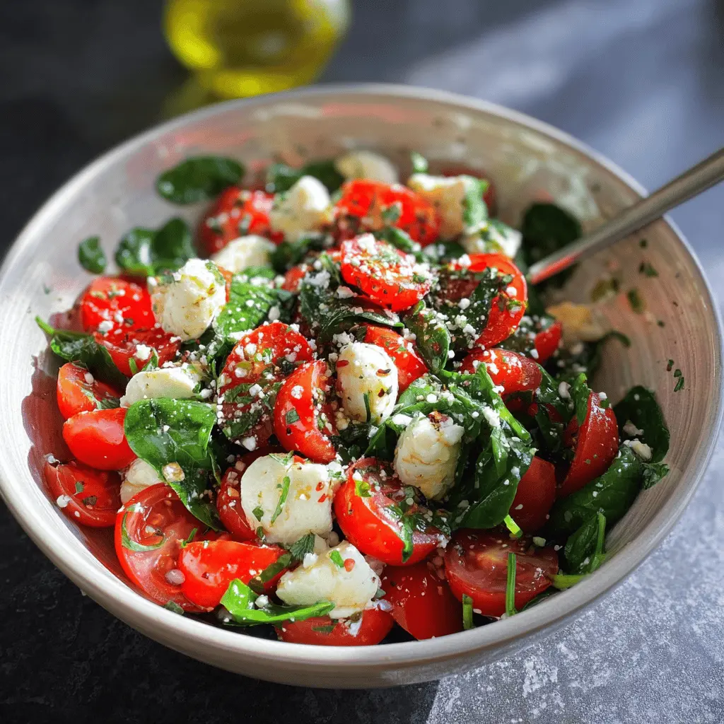 Easy Spinach Tomato Salad with Feta Cheese