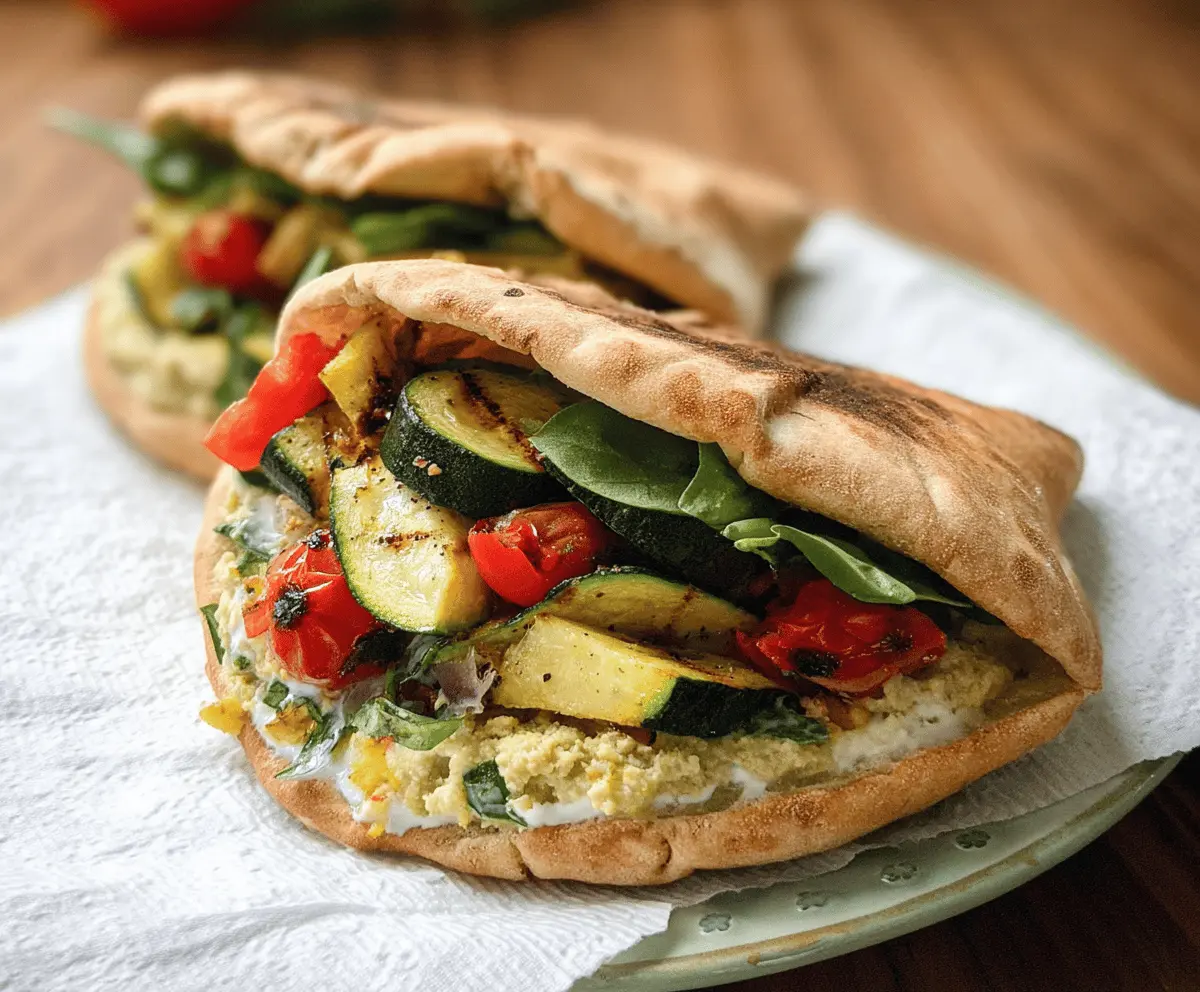 Easy Zucchini and Hummus Pita Sandwiches