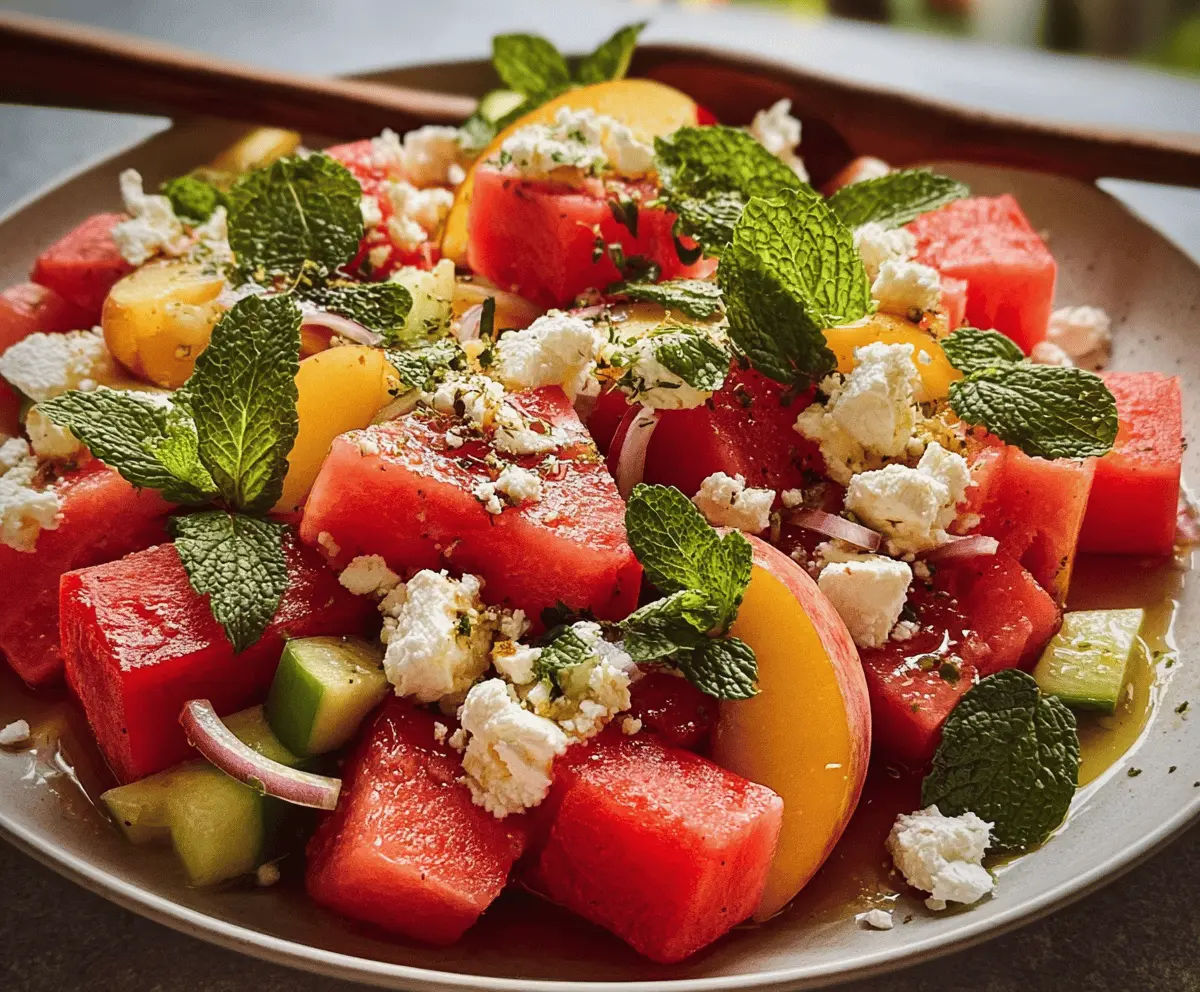 Easy Peach Watermelon Salad Recipe