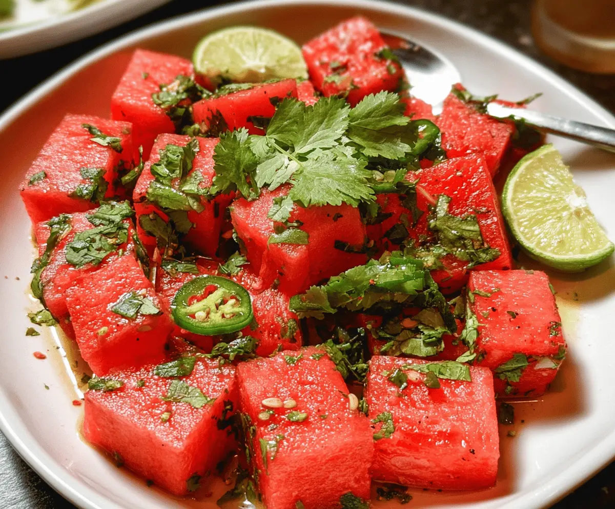 Easy Spicy Watermelon Salad with Cilantro and Lime