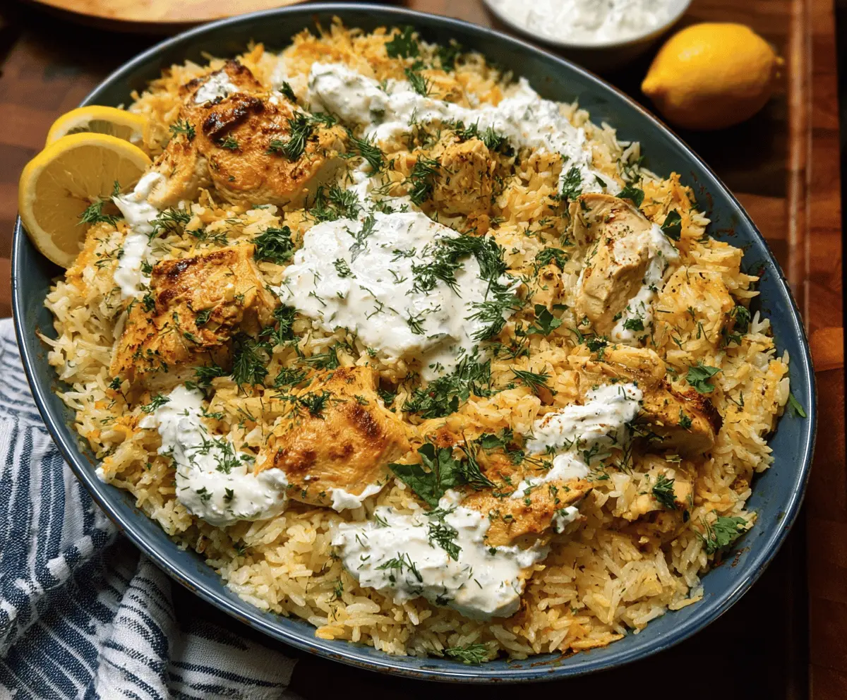 Easy Dump and Bake Chicken Tzatziki Rice Recipe