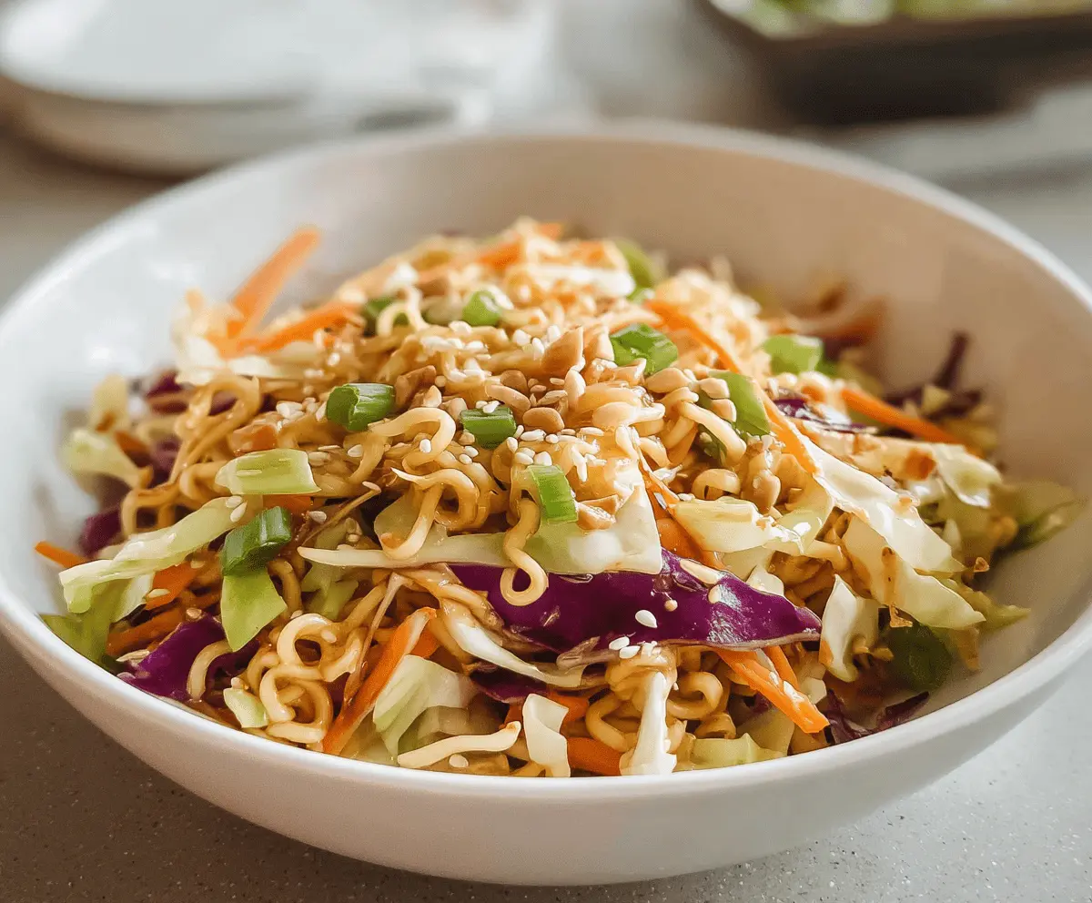 Crunchy Asian Cabbage Salad With Ramen Noodles