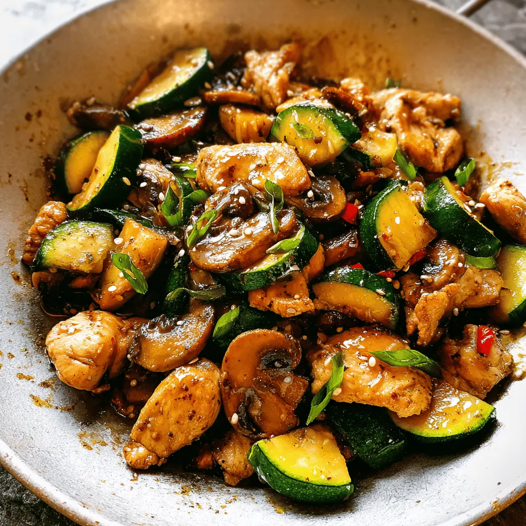 Healthy Zucchini Mushroom Chicken Stir Fry Recipe