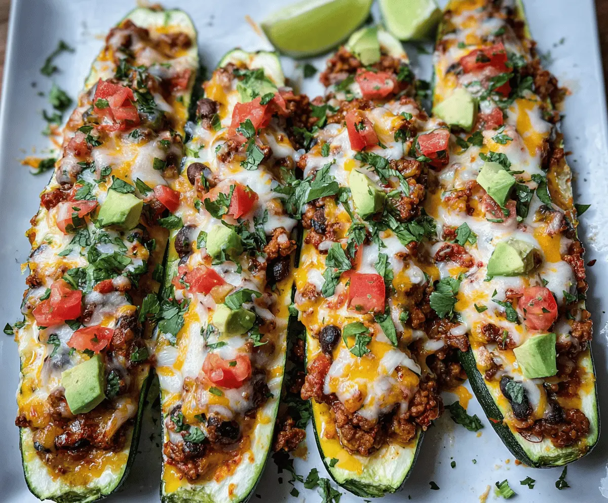 Healthy Taco Stuffed Zucchini Boats Recipe