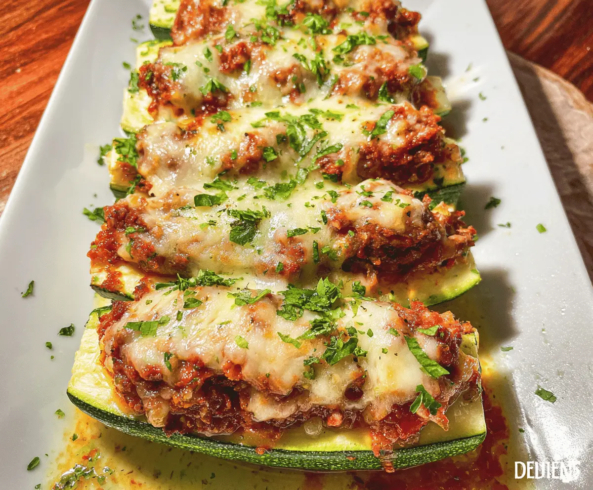 Cheesy Lasagna-Stuffed Zucchini Boats