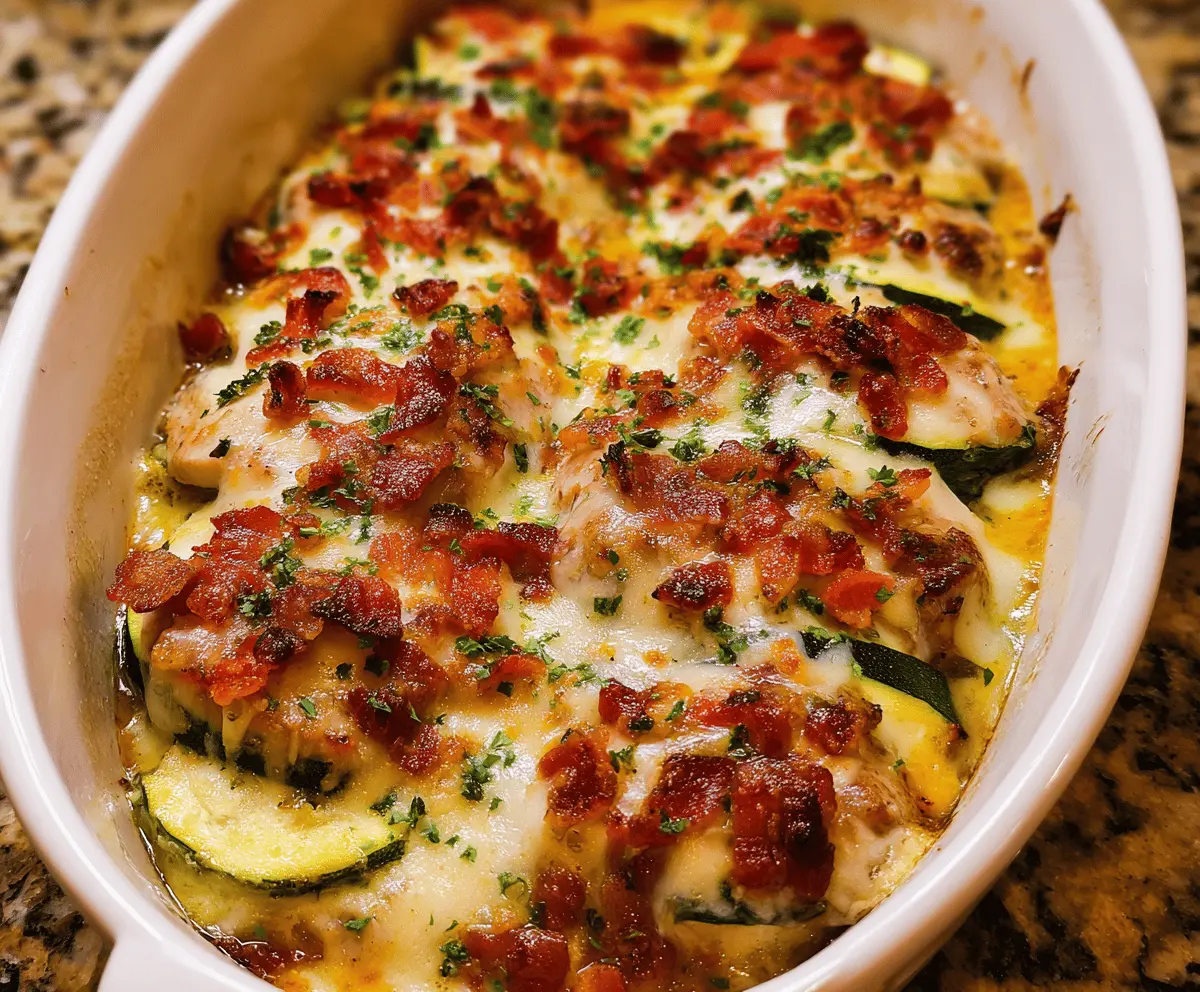 Easy Chicken Zucchini Bacon Bake Recipe