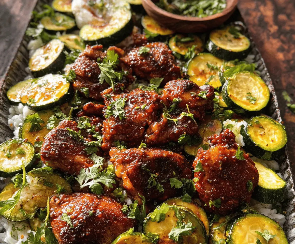 Easy Sheet Pan Hot Honey Garlic Chicken with Zucchini