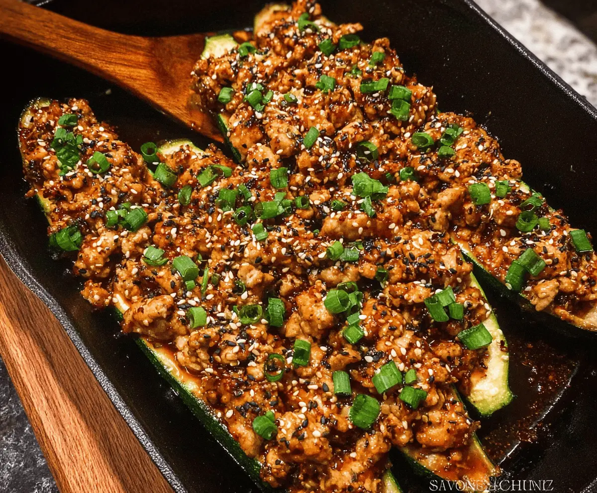 Garlic Sesame Honey Chicken Zucchini Boats Recipe
