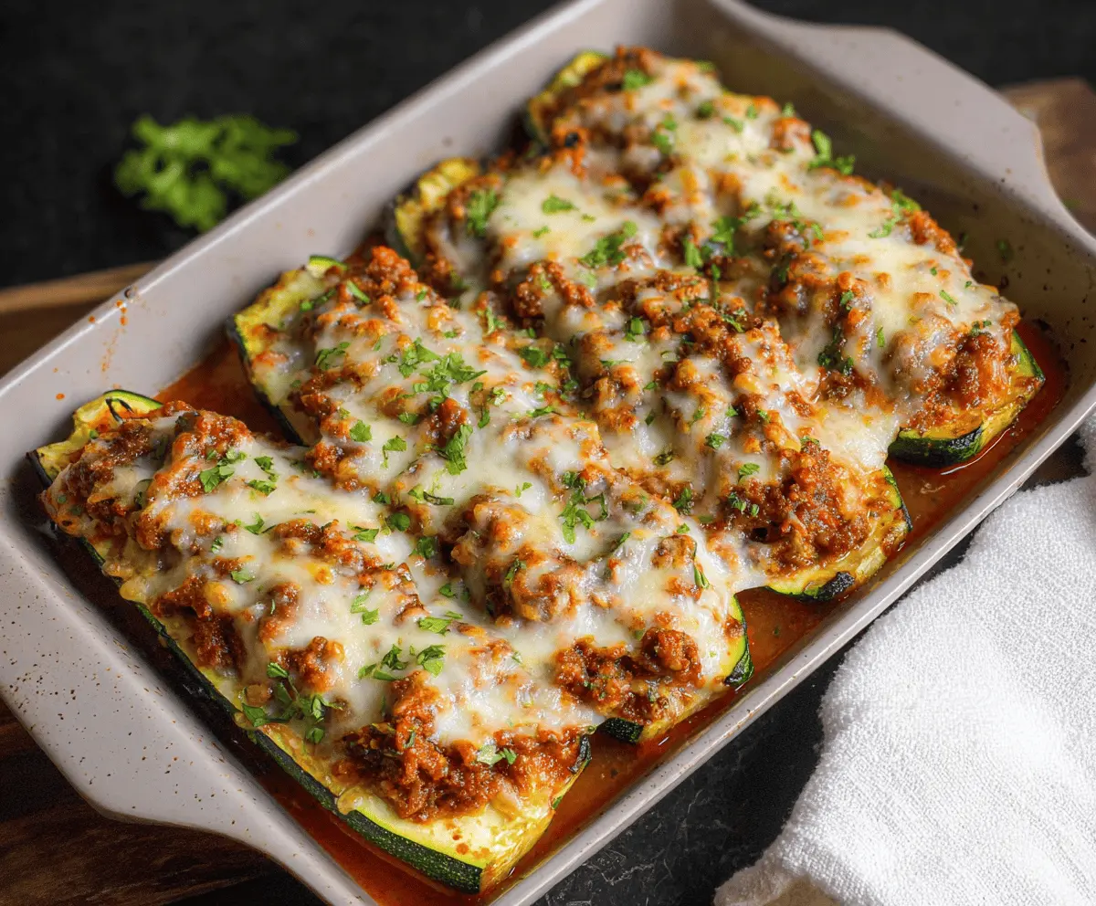 Easy Keto Zucchini Lasagna Boats Recipe