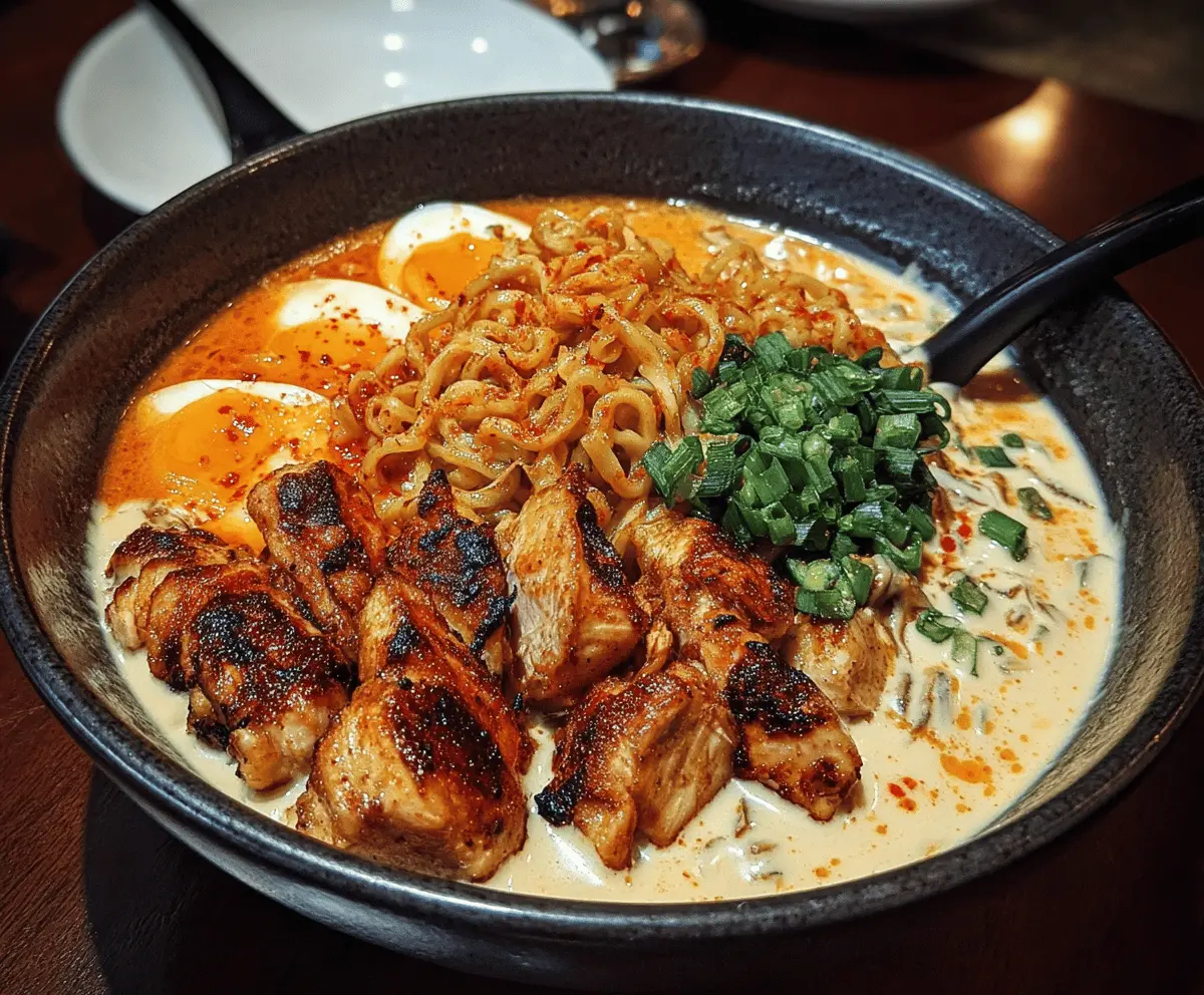 Spicy Chicken Ramen with Creamy Garlic Sauce