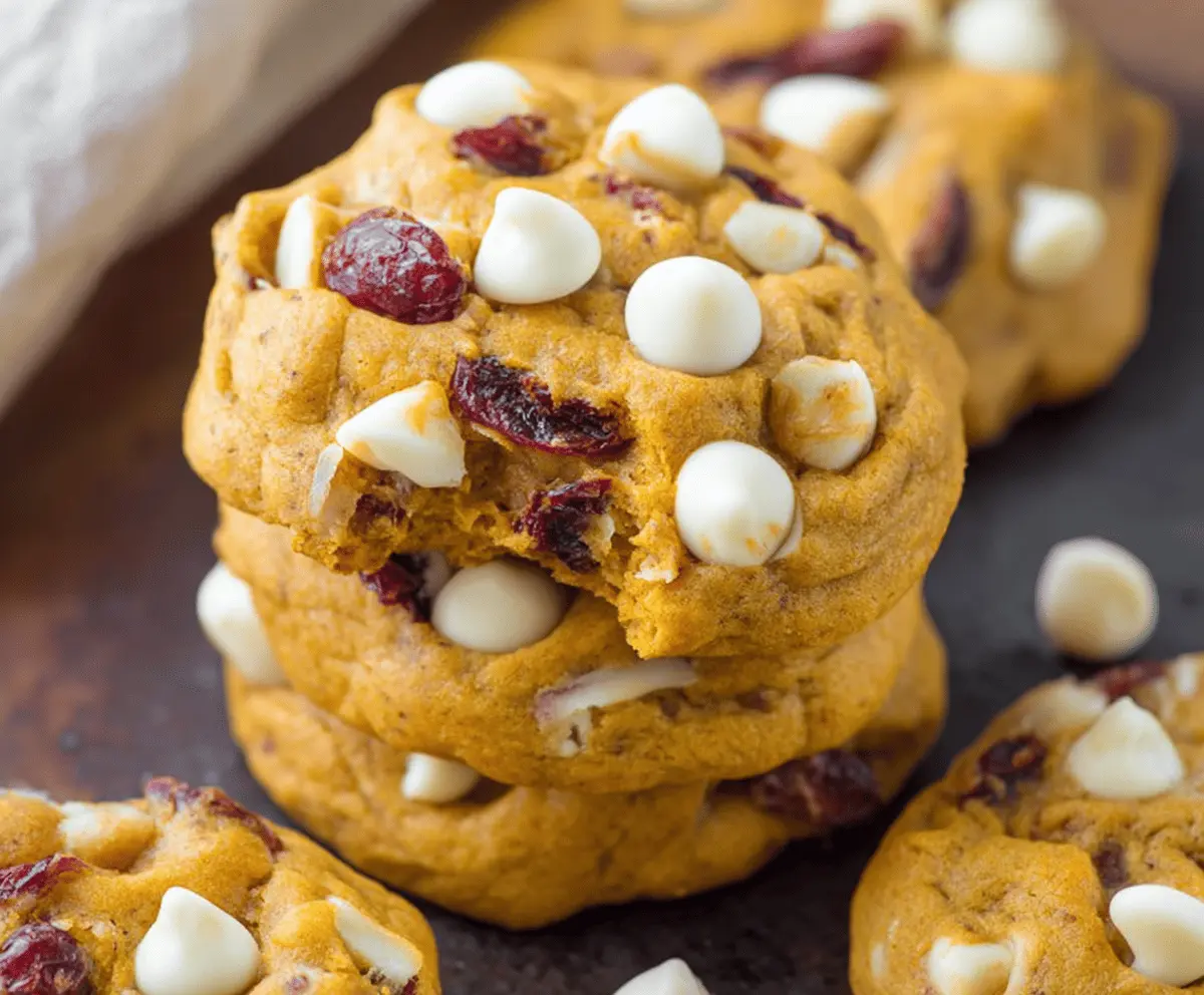 Pumpkin Cranberry White Chocolate Cookies