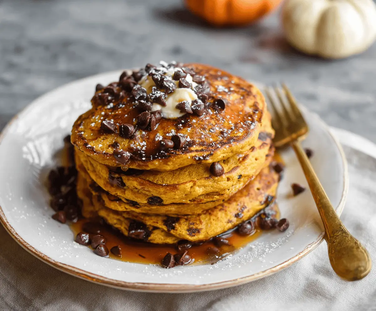 Spiced Pumpkin Chocolate Chip Pancakes