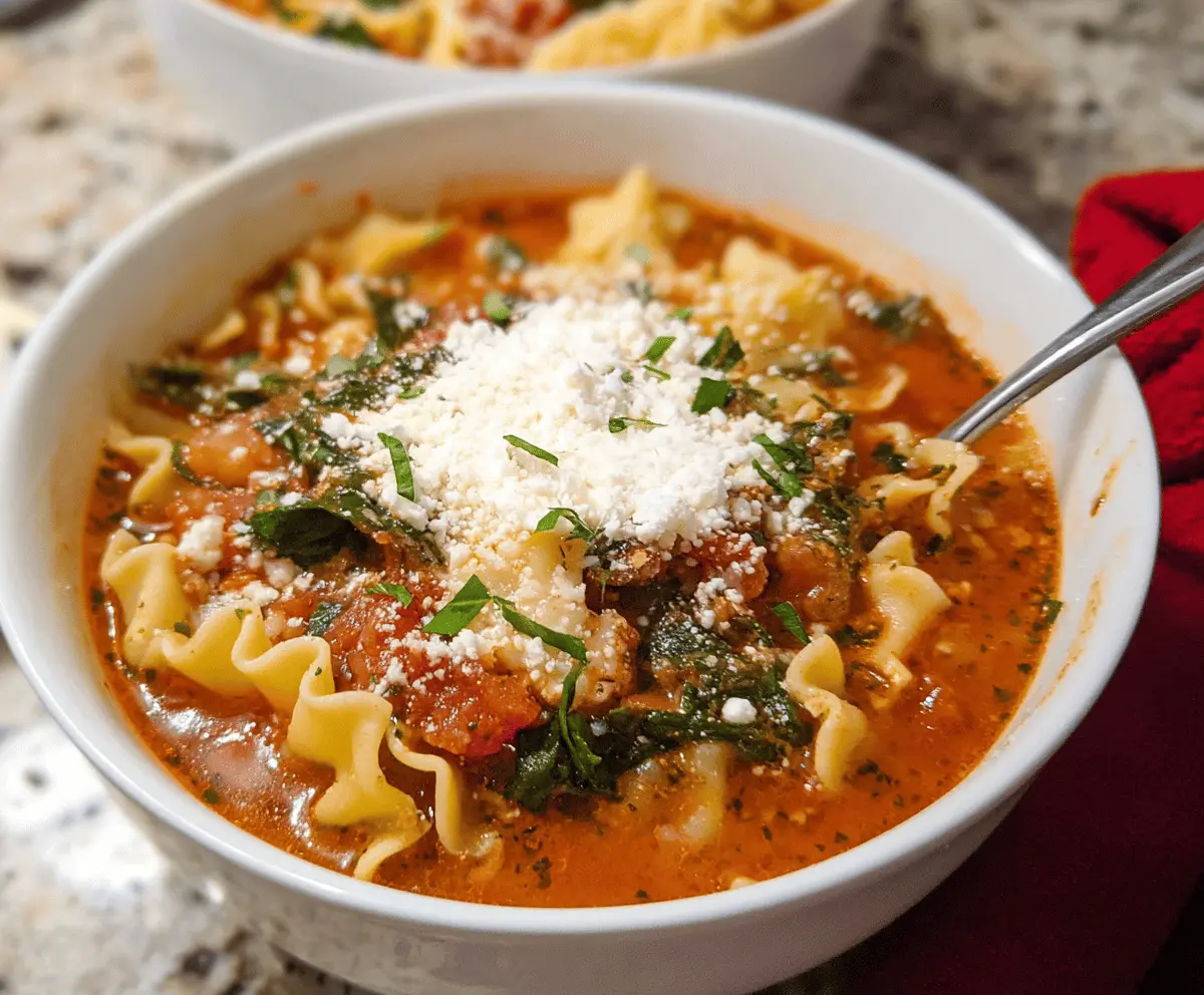 Spinach Ricotta Lasagna Soup