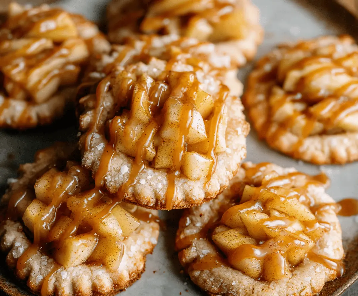 Delicious homemade apple pie cookies with golden crust, cinnamon-spiced apple filling, and a sprinkle of sugar, perfect for dessert or a sweet snack.