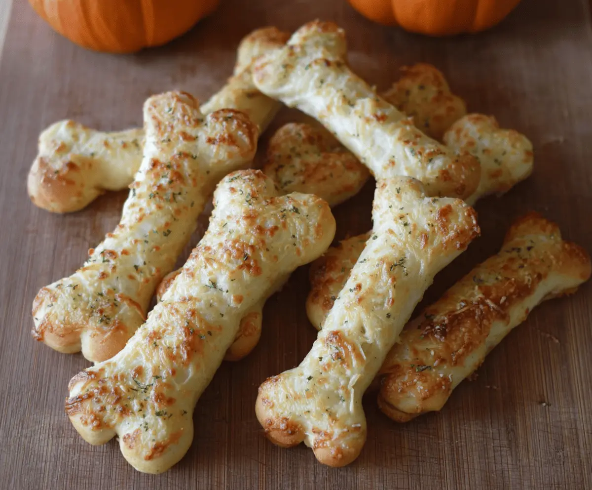 Cheesy Halloween Breadstick Bones