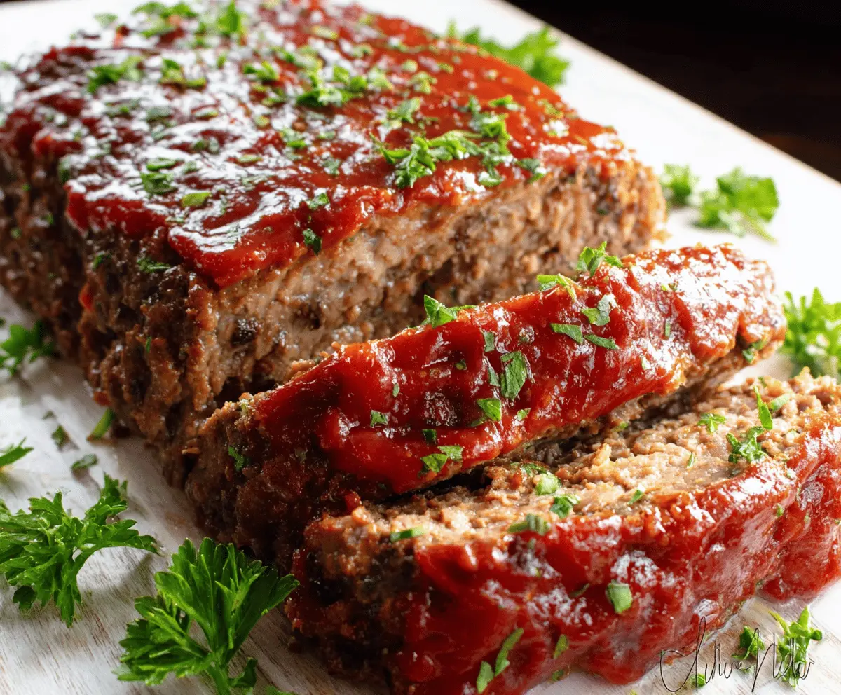 Delicious keto meatloaf served with fresh herbs and vegetables, perfect for low-carb dinner recipes