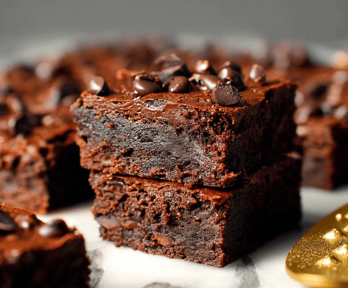 Delicious homemade sweet potato chocolate brownies topped with cocoa powder and chocolate chunks, showcasing a moist and fudgy dessert perfect for chocolate lovers.