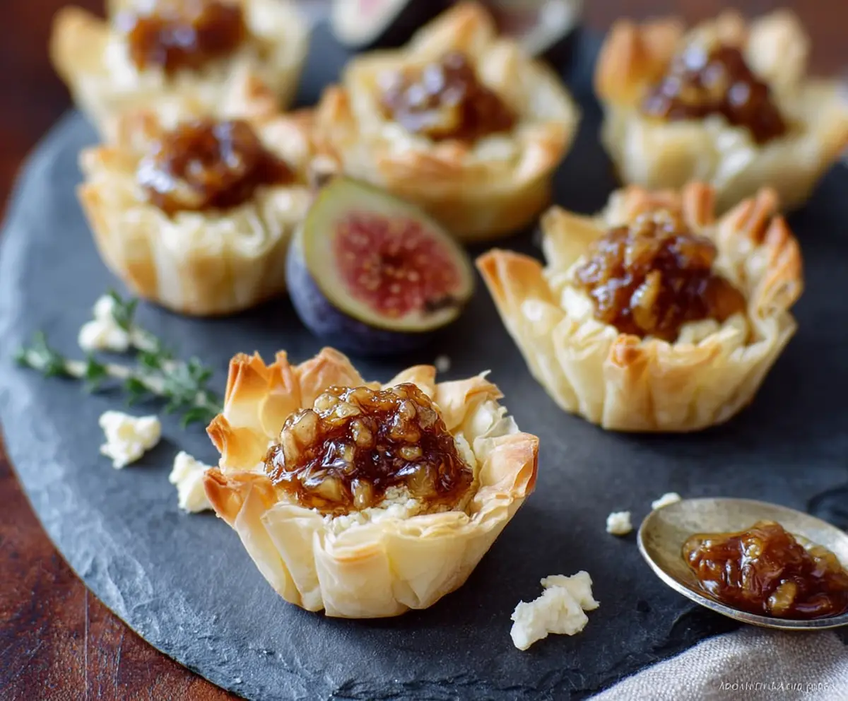 Delicious Brie and Fig Phyllo Cups served as an elegant appetizer