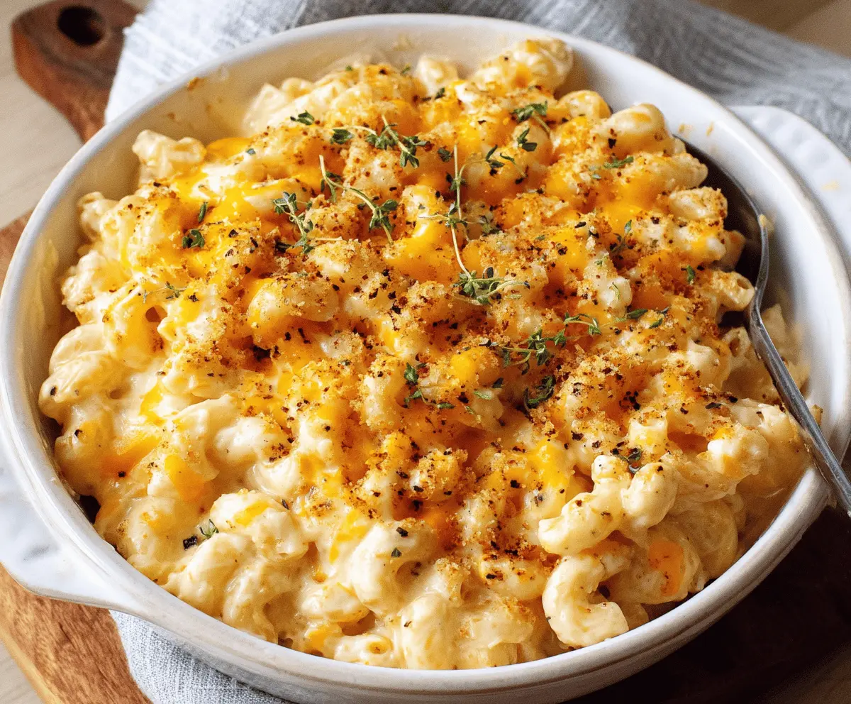 Delicious high protein mac and cheese dish with creamy cheese sauce and wholesome pasta.