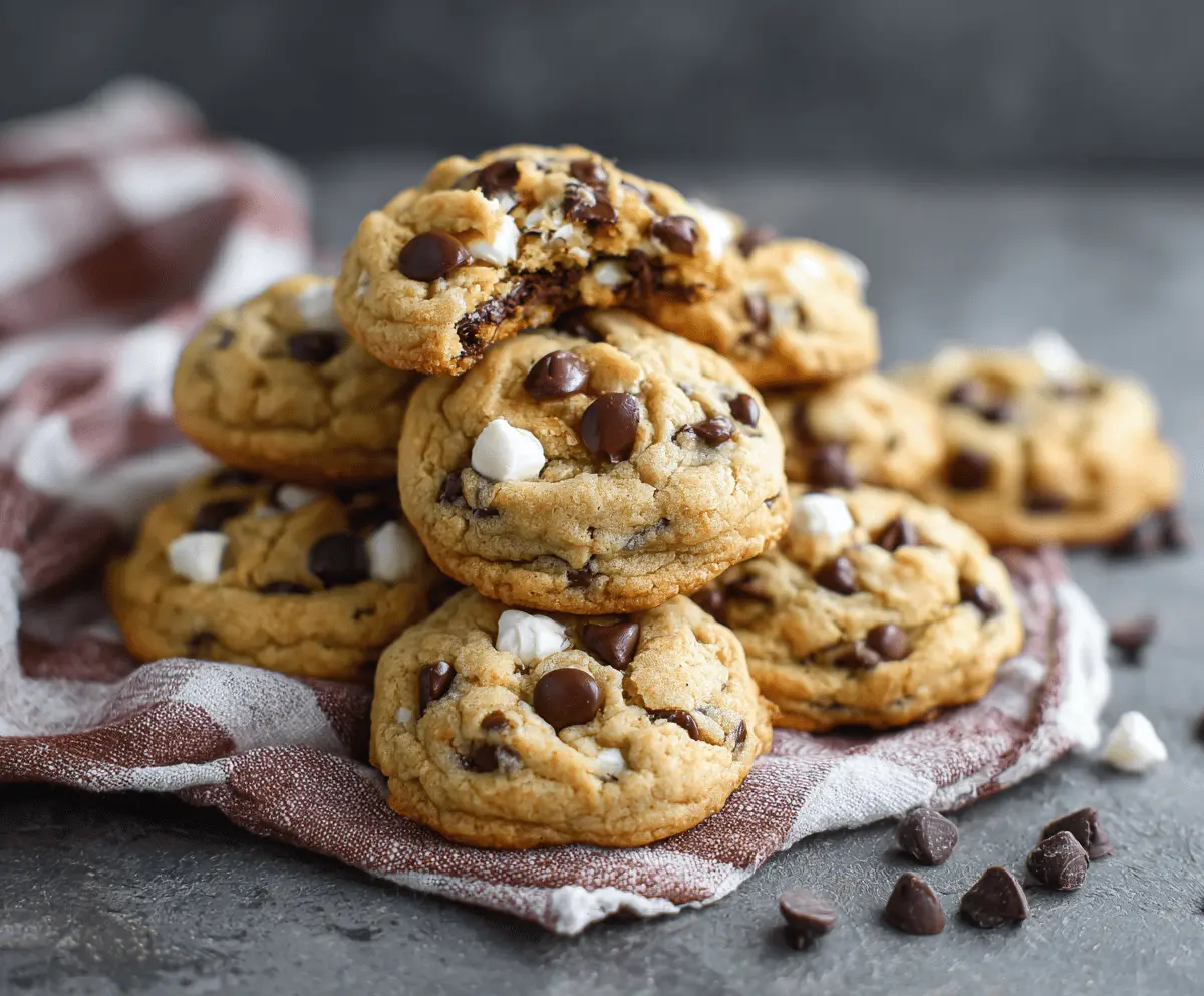 Soft-batch cream cheese chocolate chip cookies fresh out of the oven, showcasing their gooey chocolate chips and creamy texture.