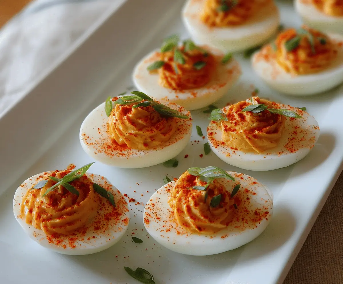 Spicy Sriracha Deviled Eggs