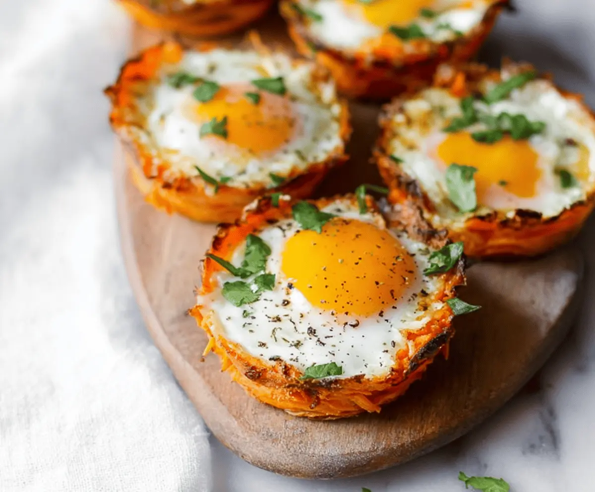 Delicious sweet potato baked egg cups with healthy ingredients for a nutritious breakfast
