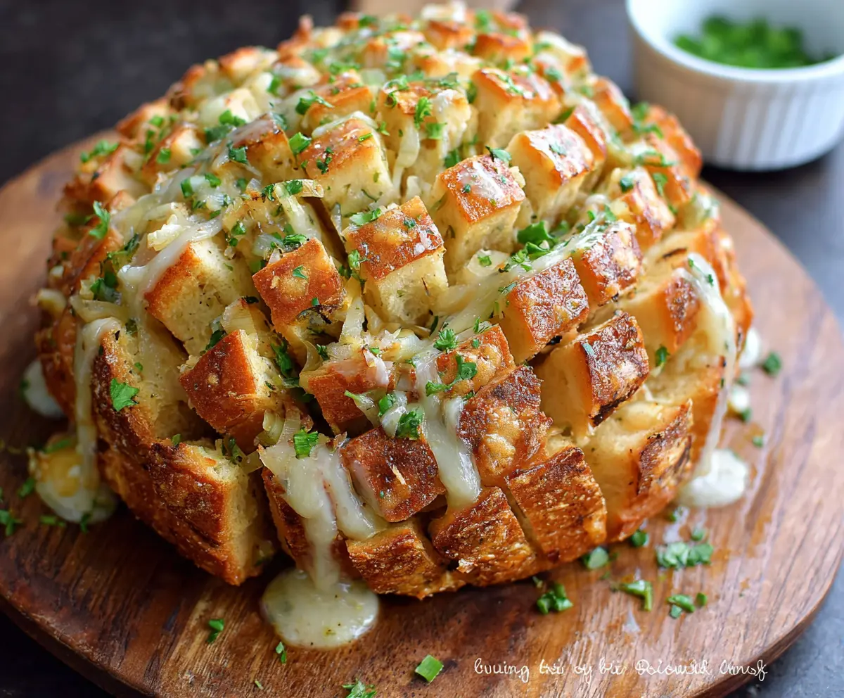 Delicious Bloomin Onion Pull Apart Bread with crispy, golden layers and savory seasoning.