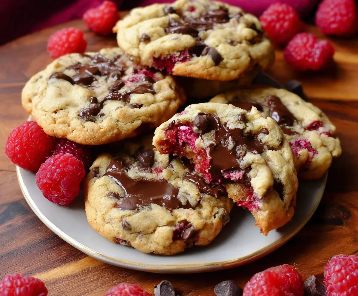 Chewy Raspberry Chocolate Chip Cookies