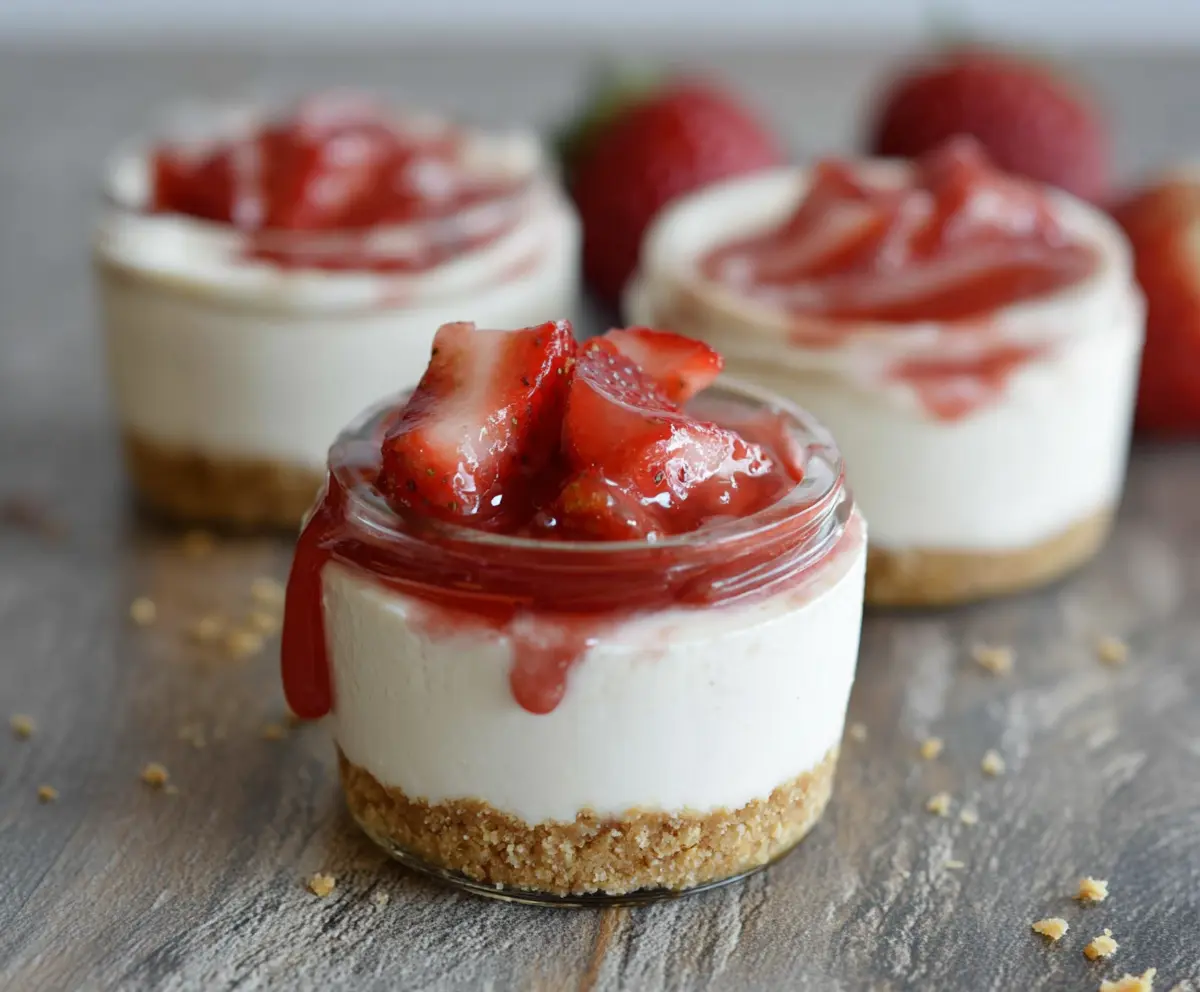 Delicious Strawberry Cheesecake Protein Cups in a bowl, perfect for a healthy dessert snack.