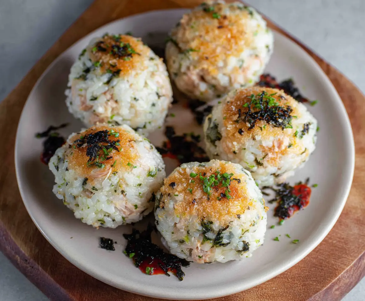 Delicious homemade tuna rice balls with fresh ingredients and appealing presentation