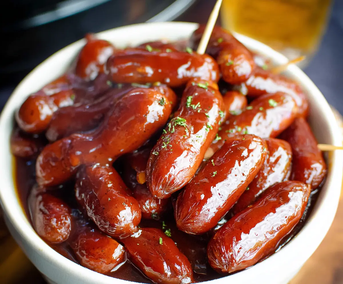 Delicious BBQ Little Smokies cooked in a crock pot, perfect for parties and gatherings