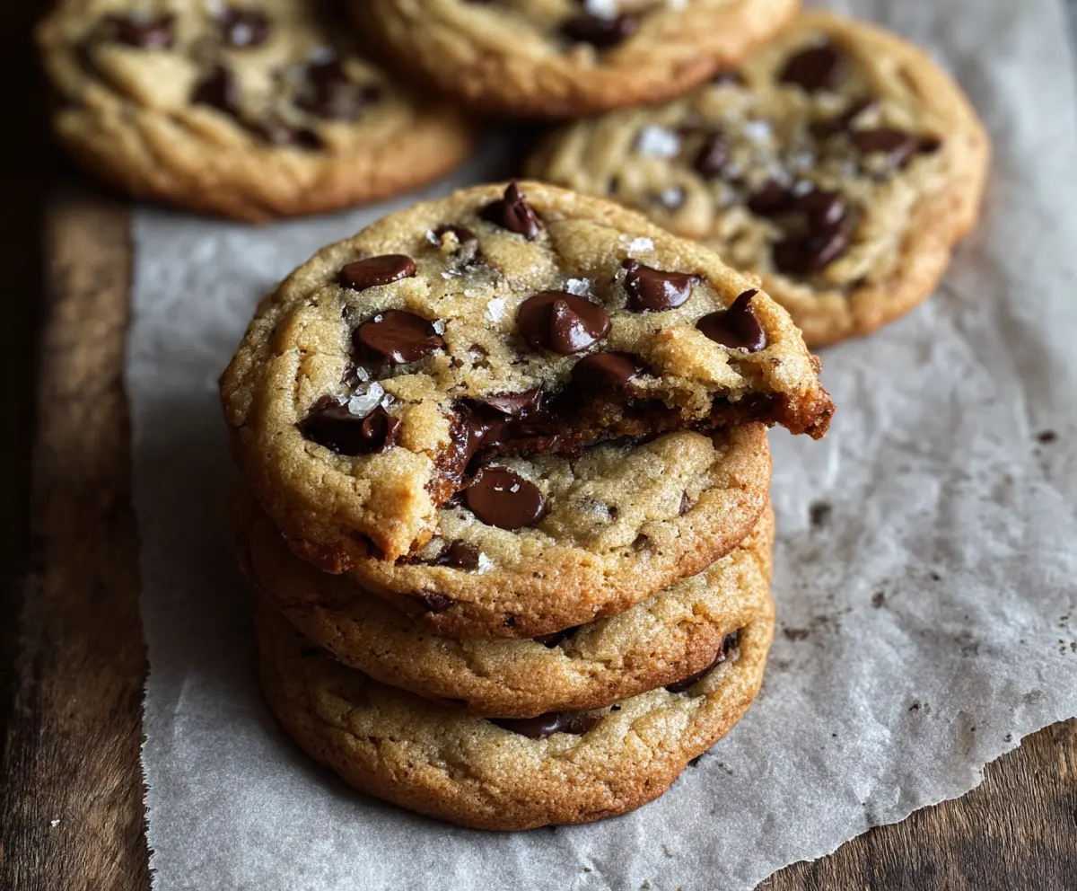 Delicious brown butter sourdough discard chocolate chip cookies fresh out of the oven