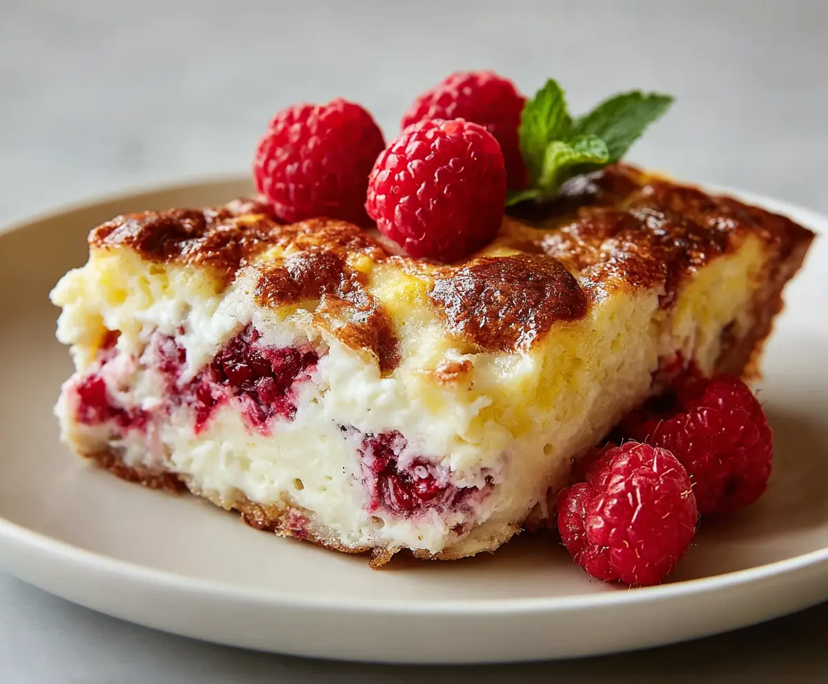 Delicious Lemon Raspberry Cottage Cheese Bake with fresh berries and citrus zest