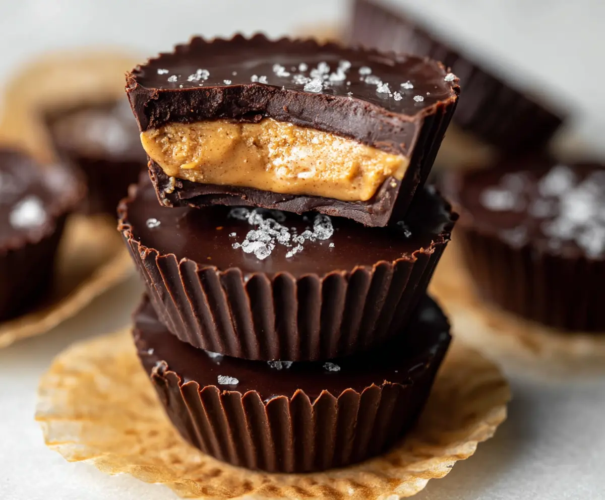 Delicious homemade Protein Peanut Butter Cups with rich chocolate and creamy peanut butter filling