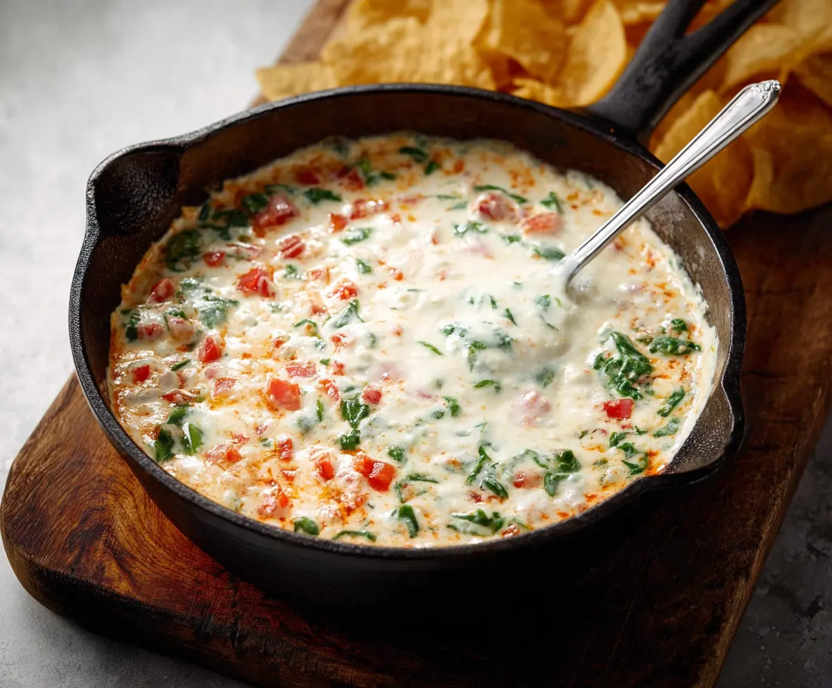 Delicious 54th Street Gringo Dip served with fresh tortilla chips for a tasty appetizer.