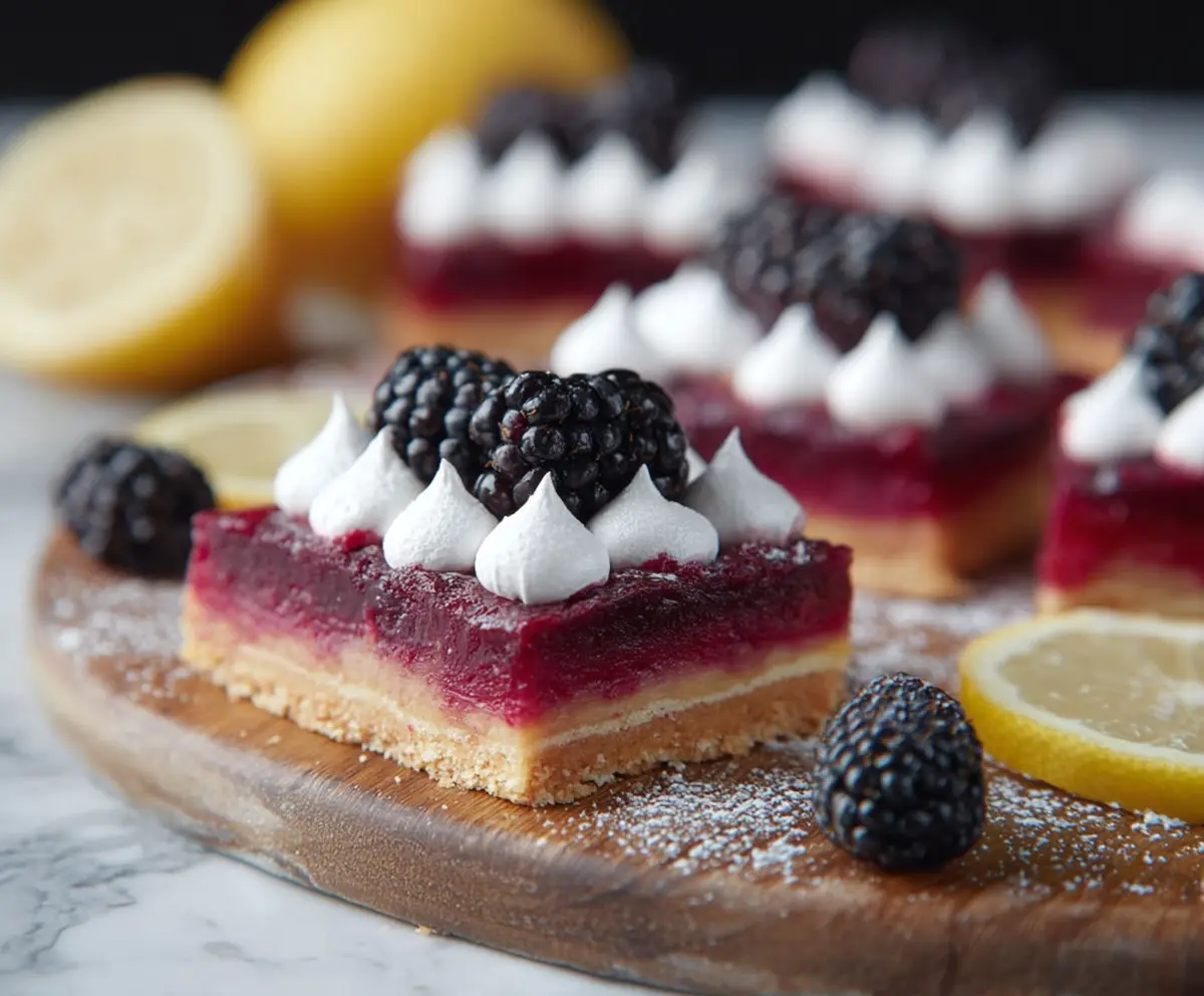 Delicious Blackberry Lemon Squares with a vibrant berry and citrus flavor.